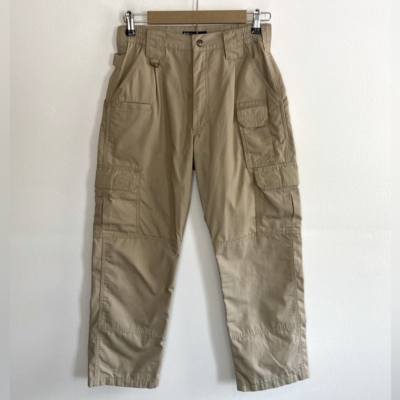 5.11 Tactical Women’s Cargo Hiking Pants Size 28X25 Tan Workwear Elastic Waist - Picture 1 of 11